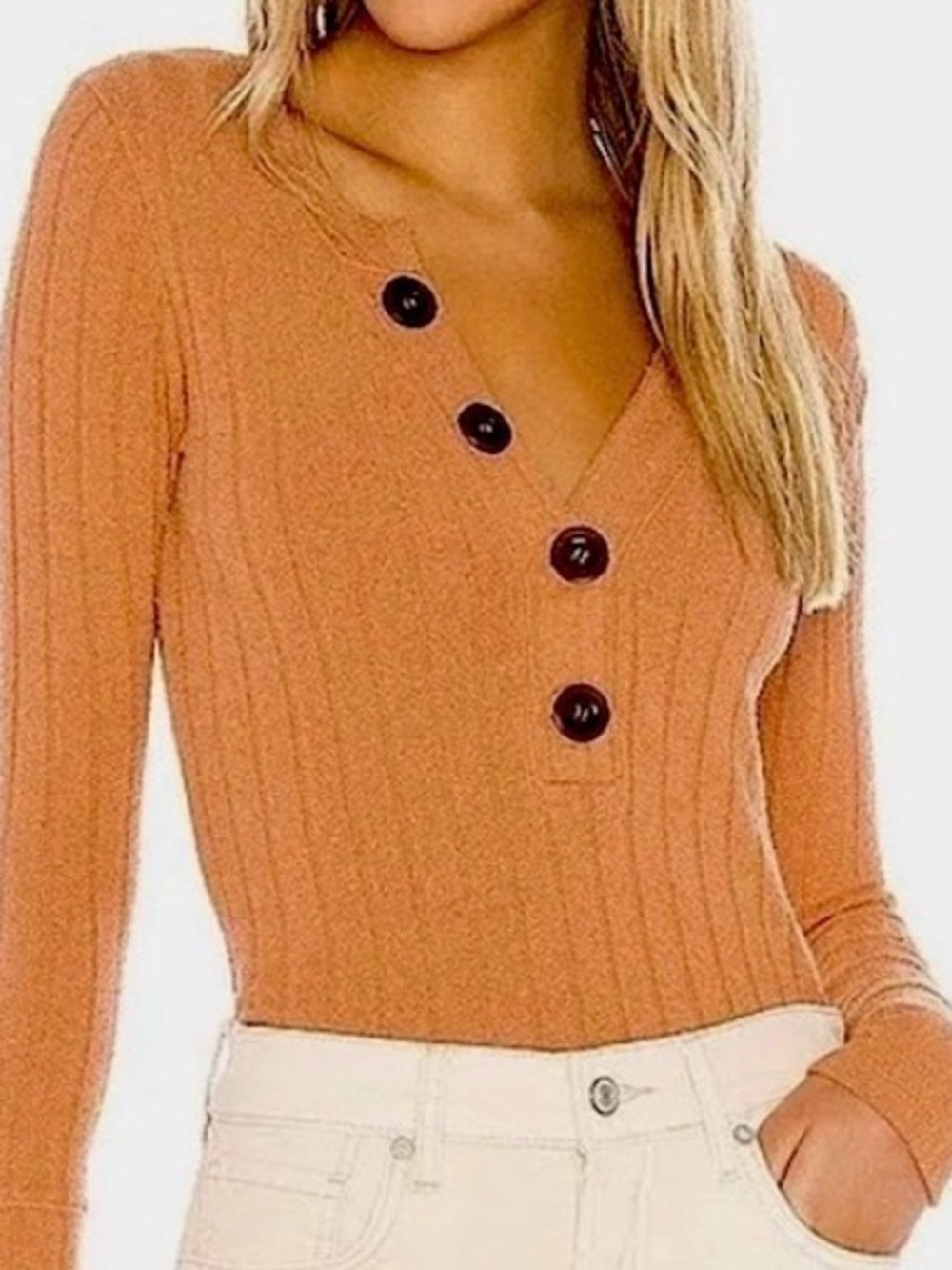 Free People We The Free Oliver Henley Top Rust Terracotta Clay S